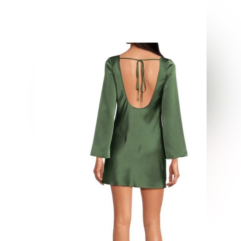 Gianni Bini Satin Olive Green Backless Mini Dress